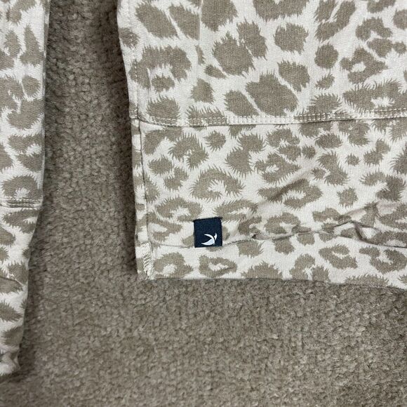 Glyder Lounge Sweatshirt Womens Medium Oatmilk Leopard Print Crewneck Thumbholes - Picture 5 of 12